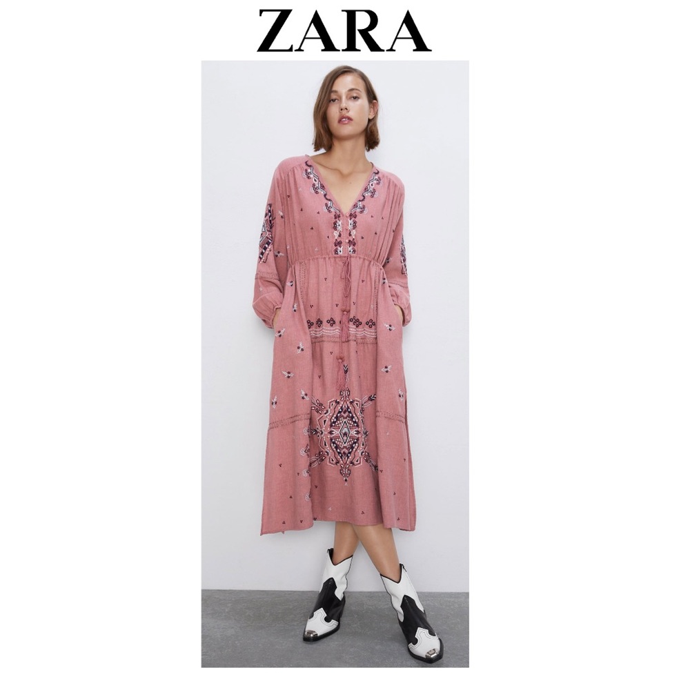 Zara embroidered dress